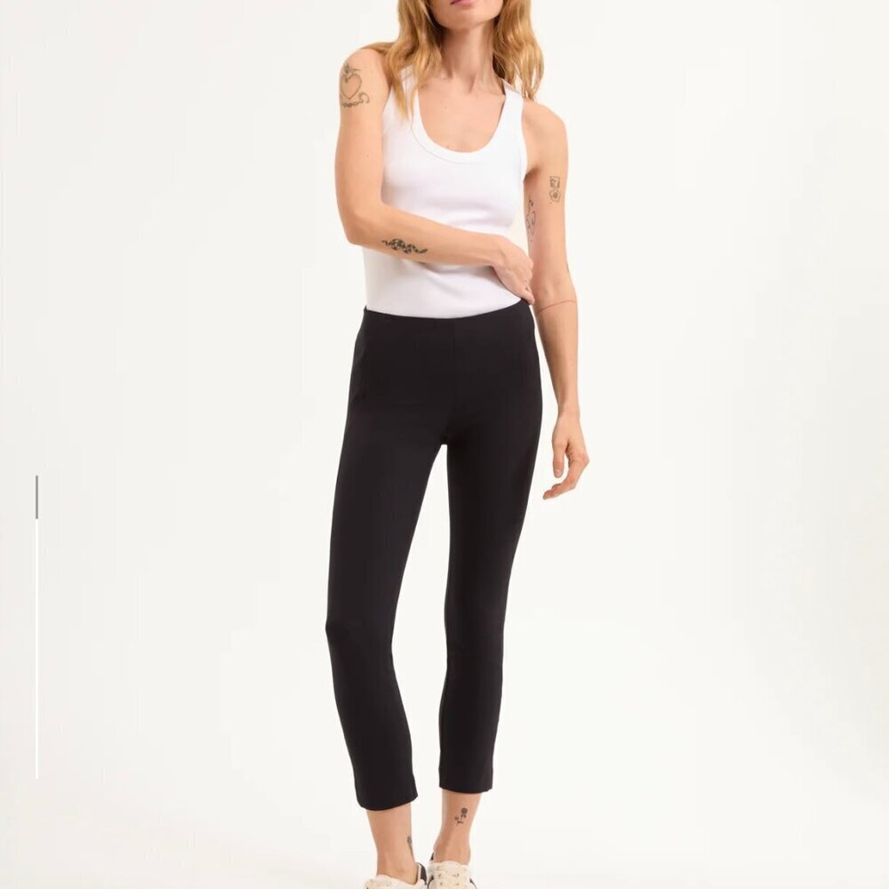 Veronica Beard Black Zip Back Scuba Straight leg Crop Pants Size M